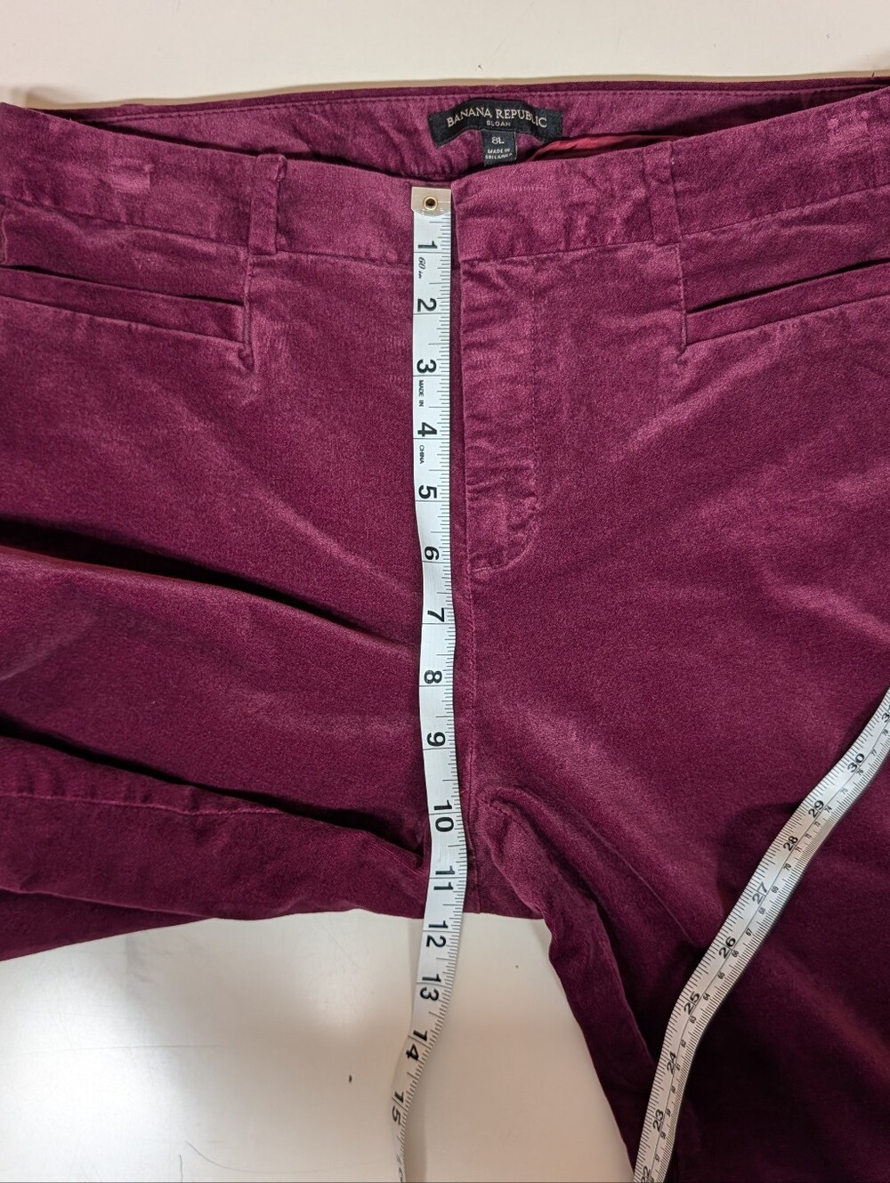Banana Republic Sloan Velvet Pants Burgundy Wine Slim Straight Leg - Picture 12 of 15
